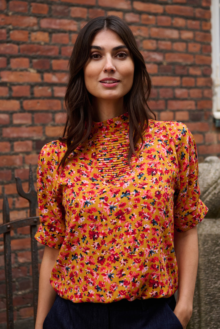 Tolsing Tie Vendeskjorte / Yellow Flowers