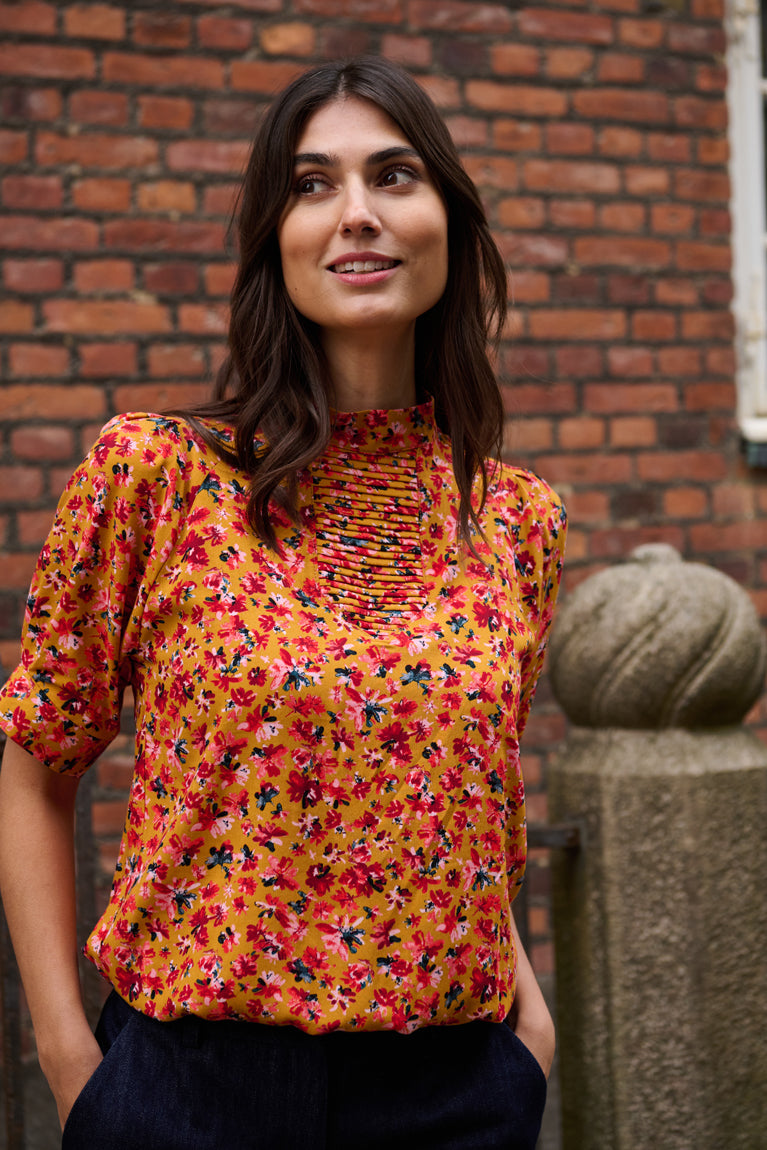 Tolsing Tie Vendeskjorte / Yellow Flowers