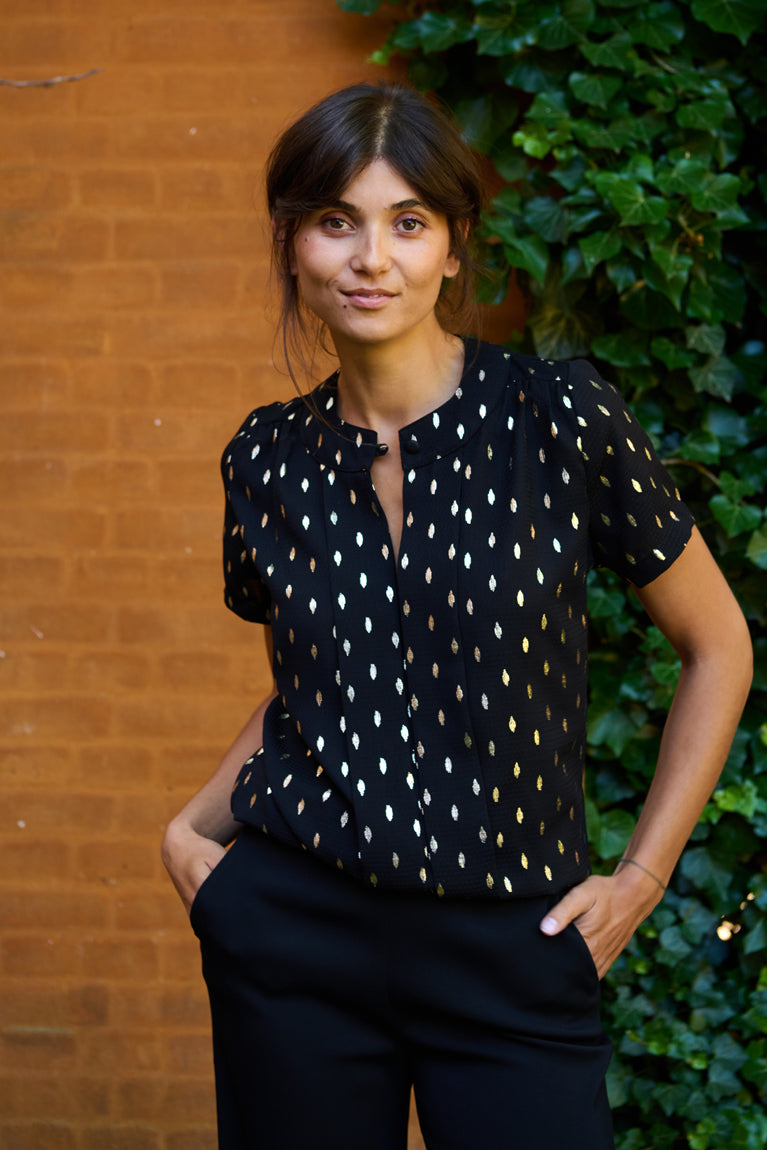Tolsing Andrea skjorte / Black Golden Dots