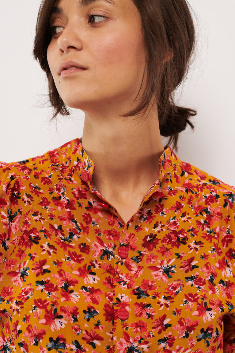 Tolsing Tie Vendeskjorte / Yellow Flowers