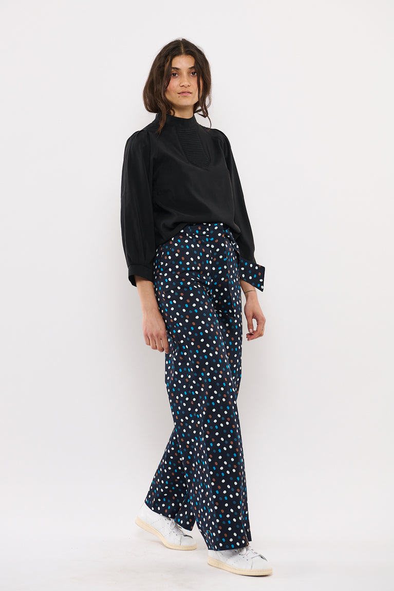 Tolsing Clara Bukser m. bælte / Navy Dots