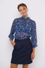 Tolsing Tine Vendeskjorte / Blue Flowers & Dots