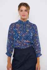 Tolsing Tine Vendeskjorte / Blue Flowers & Dots