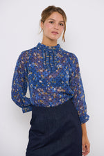 Tolsing Tine Vendeskjorte / Blue Flowers & Dots