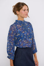 Tolsing Tine Vendeskjorte / Blue Flowers & Dots
