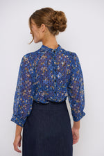 Tolsing Tine Vendeskjorte / Blue Flowers & Dots