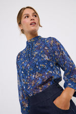 Tolsing Tine Vendeskjorte / Blue Flowers & Dots