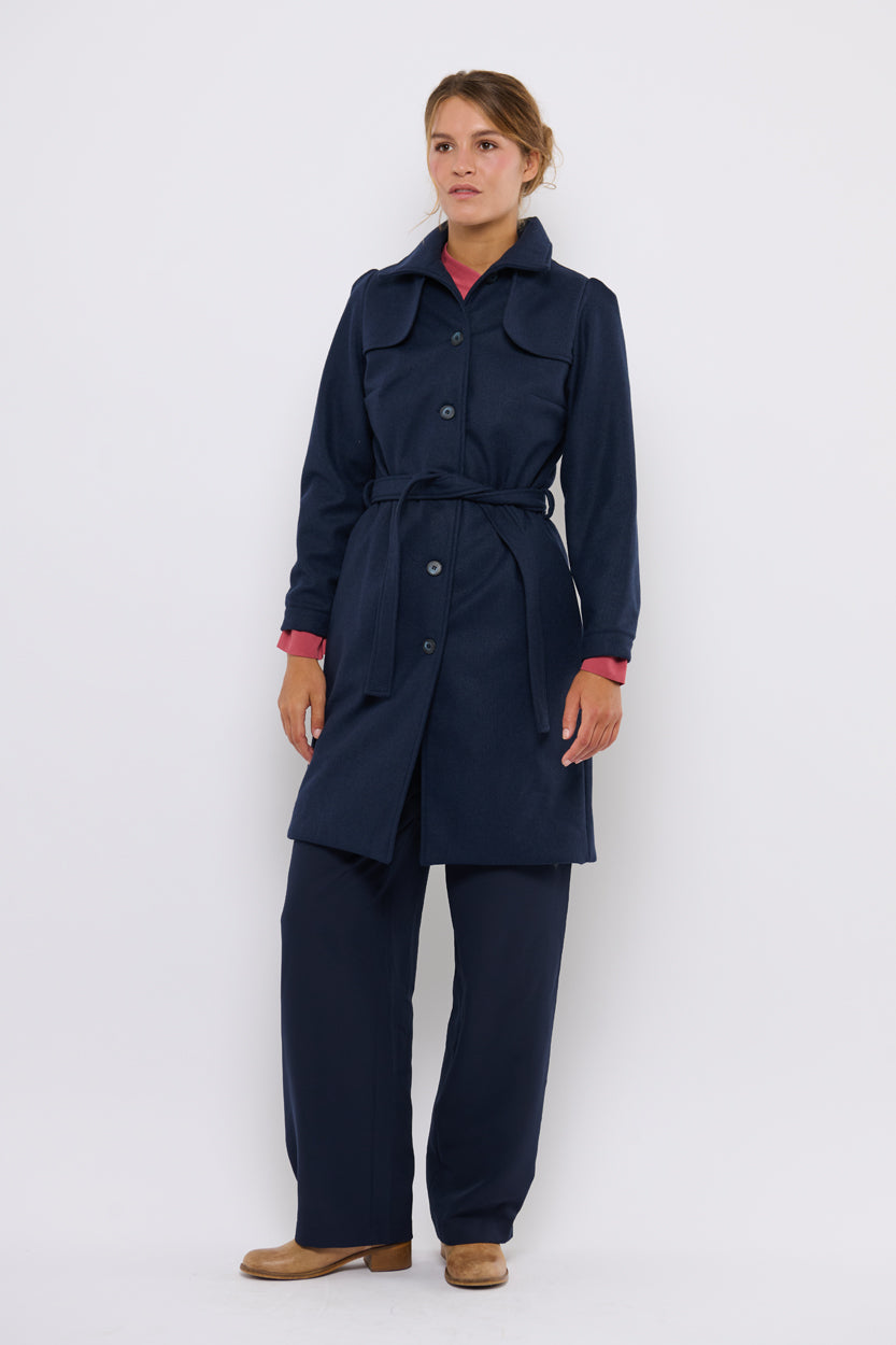Tolsing Long Jolene Jacket / Dark Blue Wool