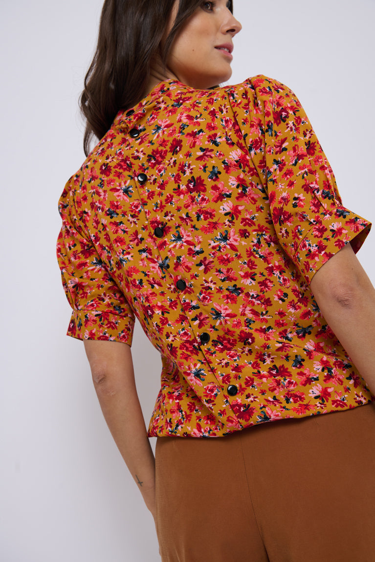 Tolsing Tie Vendeskjorte / Yellow Flowers