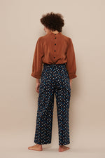 Tolsing Clara Bukser m. bælte / Navy Dots