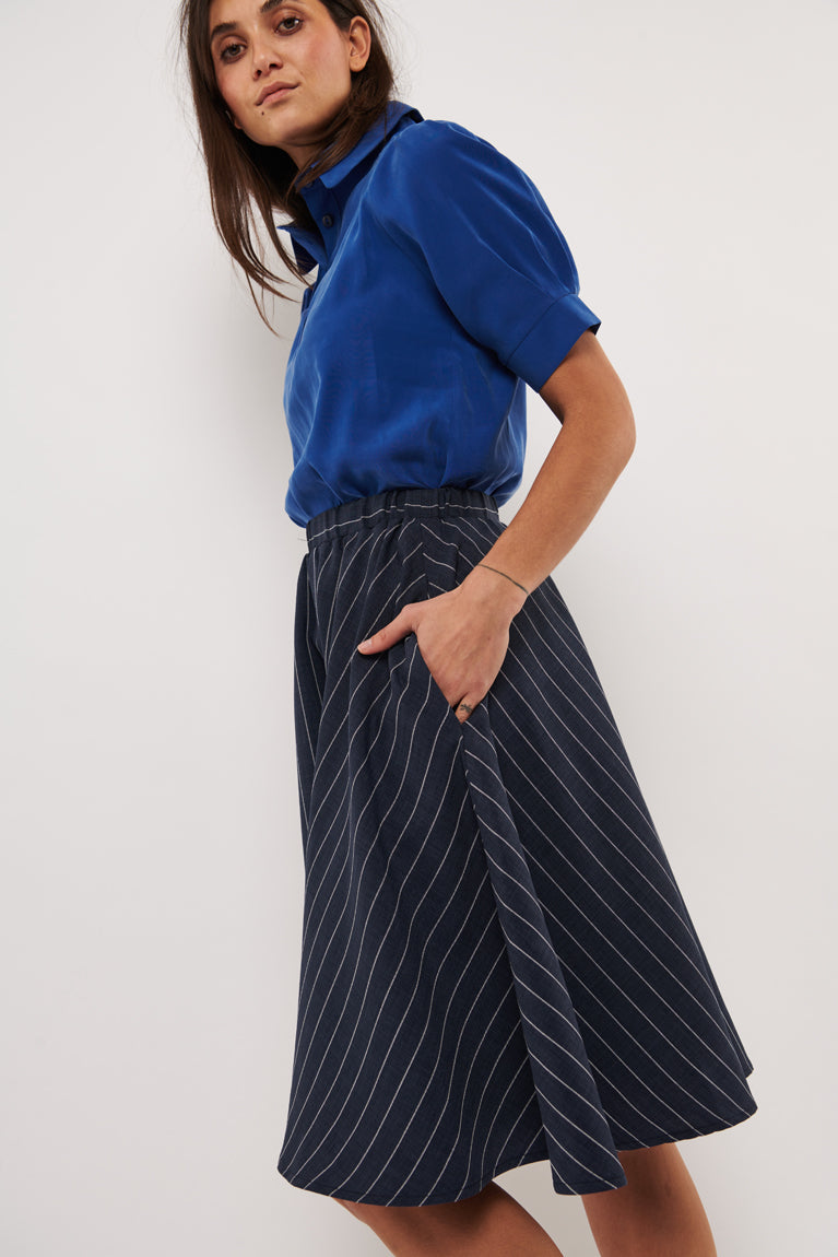 Tolsing Carol Skirt / Navy Stripes